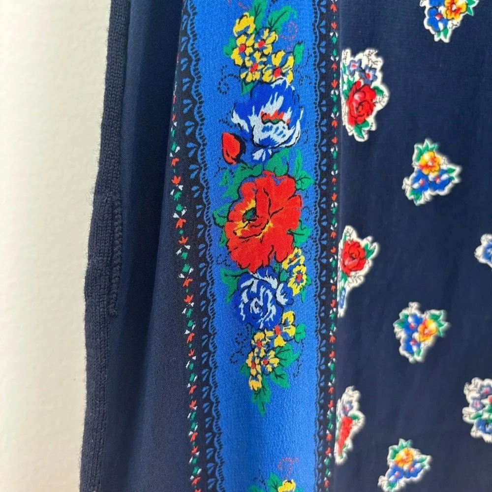 Tory Burch Navy Floral-Print Short-Sleeve Sheath Dress with Blue Trim - Picture 8 of 10